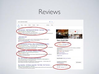 Other review tips
• Don’t post or pay for fake reviews
• Don’t ask employees to leave reviews
• Don’t offer incentives
• D...