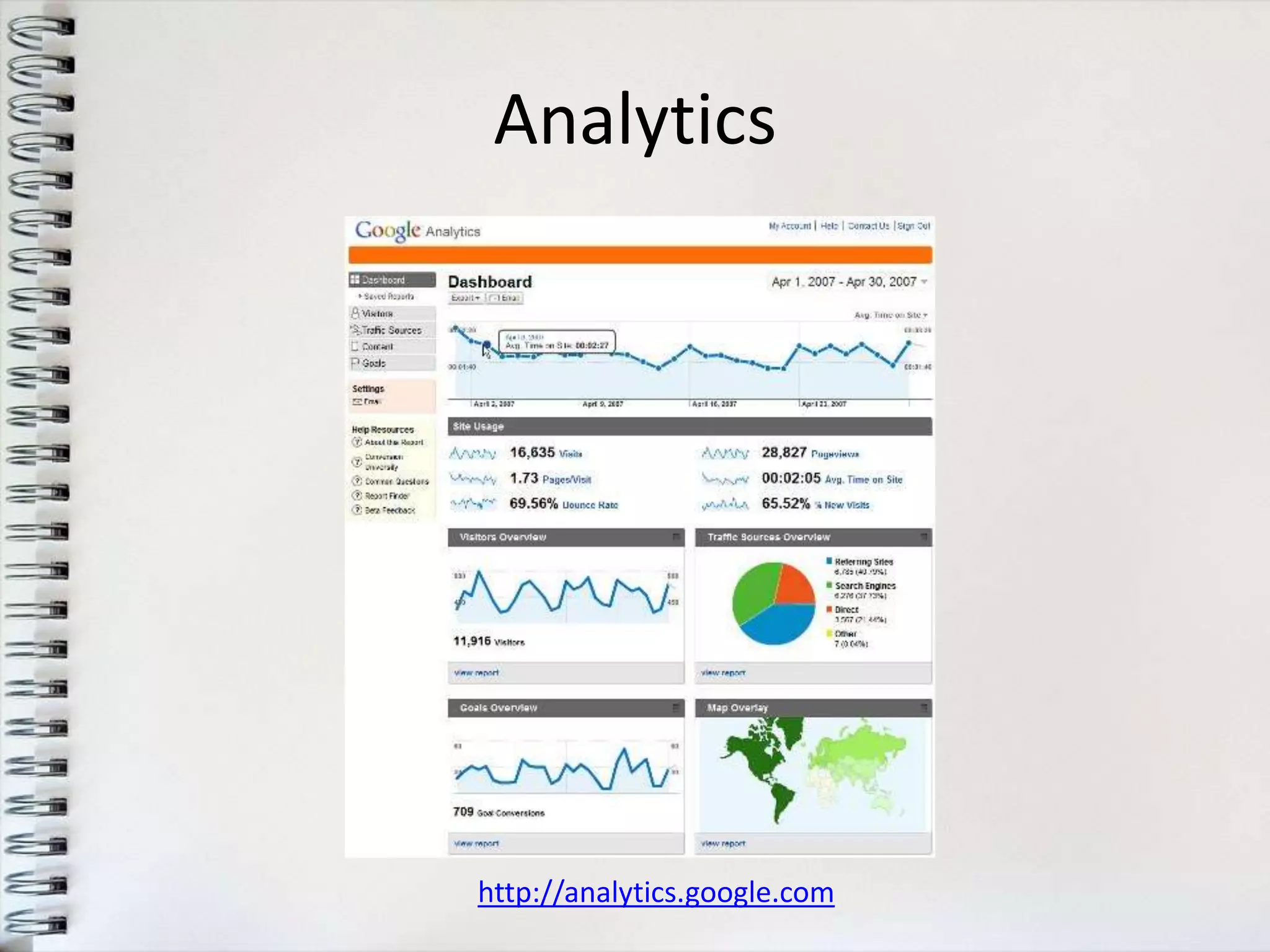 Analytics




http://analytics.google.com
 