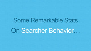 Some Remarkable Stats
On Searcher Behavior…
 