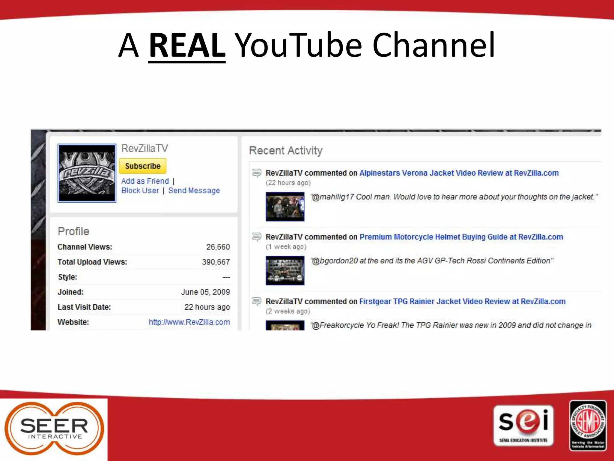 A REAL YouTube Channel
 