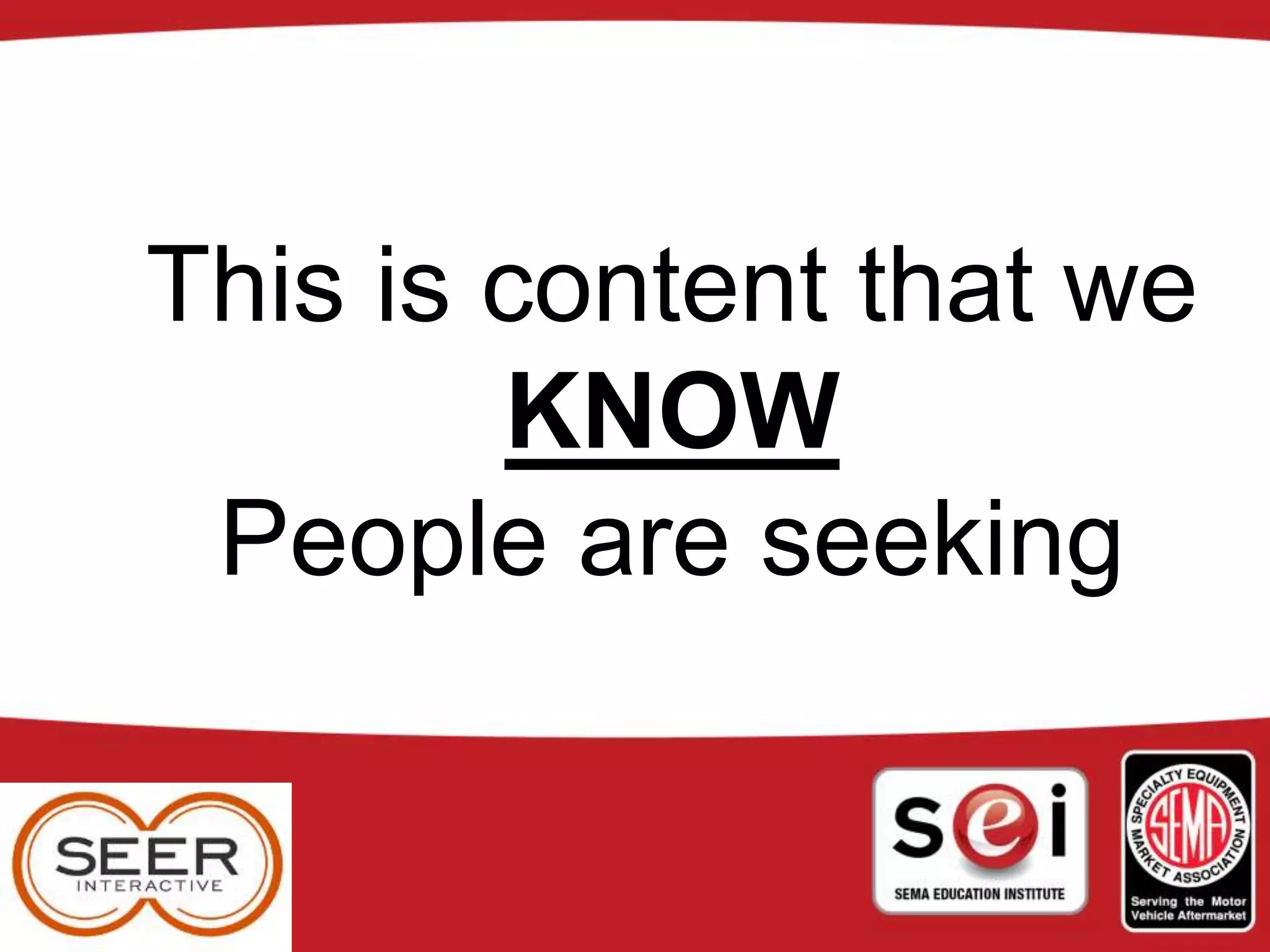 This is content that we
KNOW
People are seeking
 