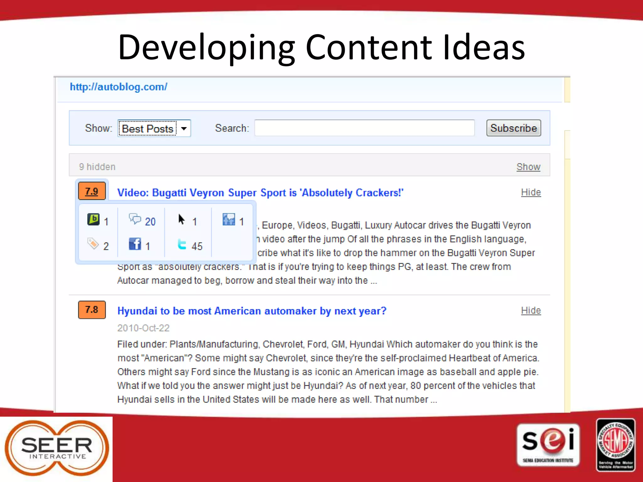 Developing Content Ideas
 