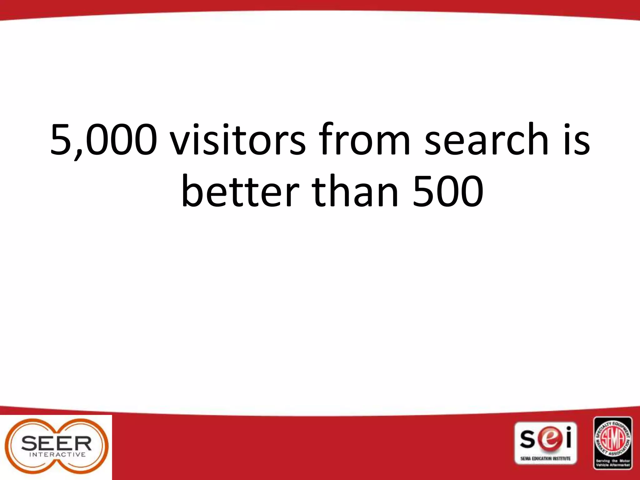 5,000 visitors from search is
better than 500
 