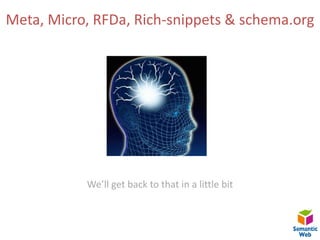 Meta, Micro, RFDa, Rich-snippets & schema.orgWe’ll get back to that in a little bit