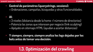 @natzir9 / @seovision / #CW15
1.3. Optimización del crawling
• Control de parámetros (querystrings, sessions):
- Ordenacio...