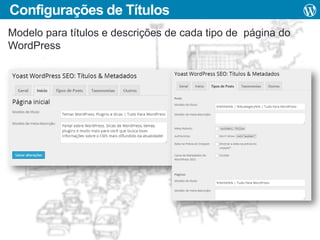 Configurações de Títulos
Modelo para títulos e descrições de cada tipo de página do
WordPress

24

 