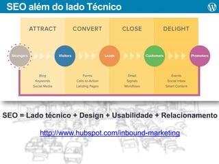 SEO além do lado Técnico

SEO = Lado técnico + Design + Usabilidade + Relacionamento
http://www.hubspot.com/inbound-marketing

 