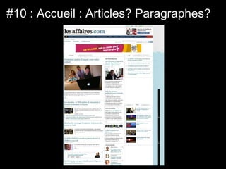 #10 : Accueil : Articles? Paragraphes?
 