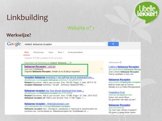Linkbuilding
Website n° 1
Werkwijze?
 