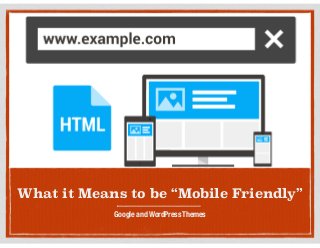 What it Means to be “Mobile Friendly”
Google and WordPress Themes
 