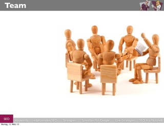 Team




  SEO          Keywords   redaktionelles SEO   Strategien   Schreiben für Google   Link-Strategien   SEO in a Nutshell
Montag, 12. März 12
 