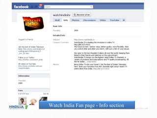 Watch India Fan page - Info section  