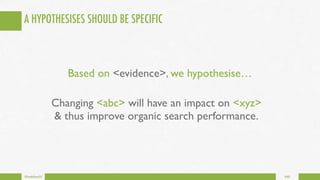 @TomAnthonySEO #SMX
EXAMPLE OF HYPOTHESIS APPROACH
 