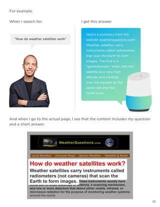 29
For example:
When I search for:
And when I go to the actual page, I see that the content includes my question
and a short answer:
I get this answer:
29
 