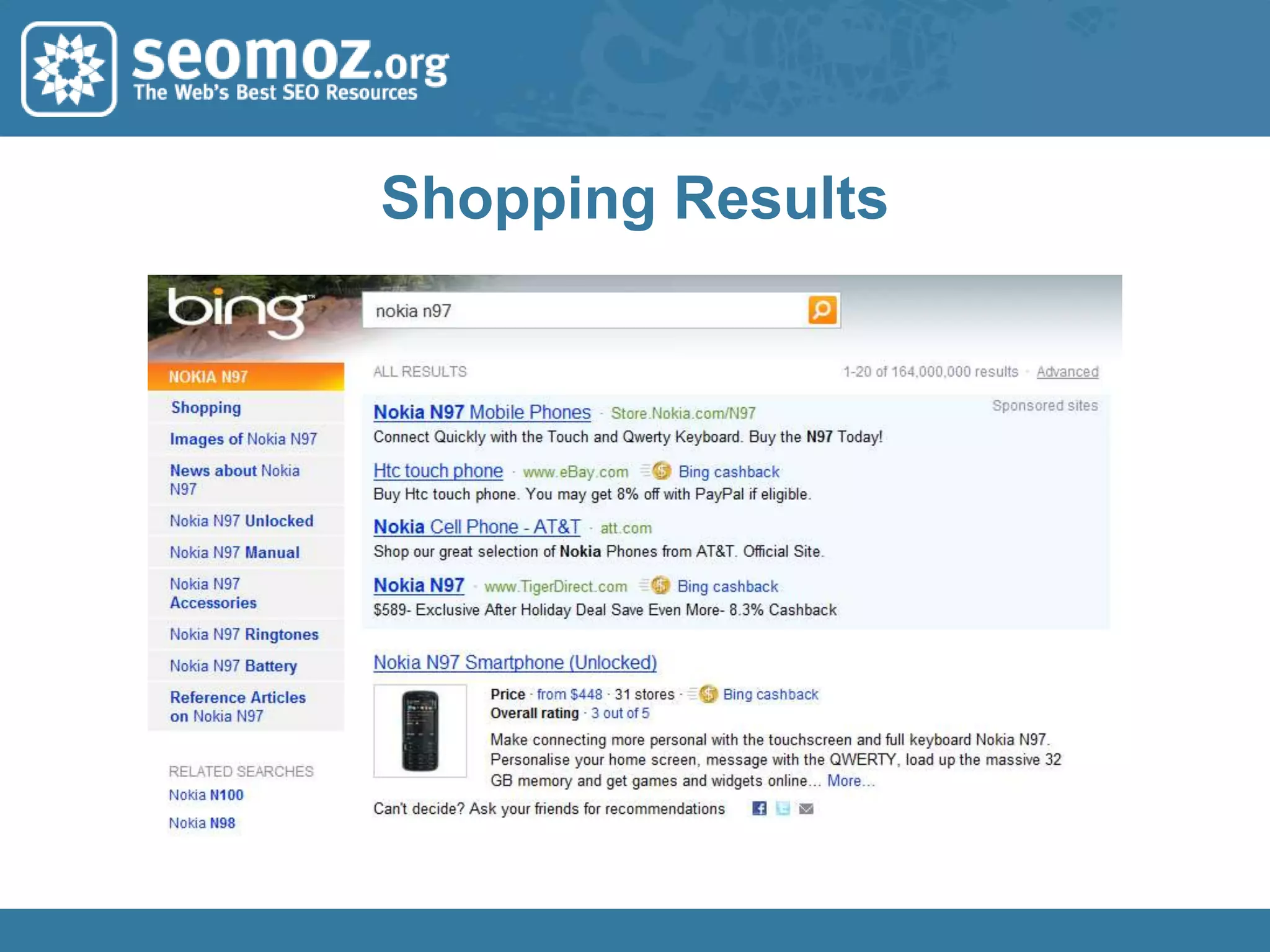 Local ResultsCompletely different ranking algorithm than standard search resultsProbably doesn’t get traffic like most “#1” results