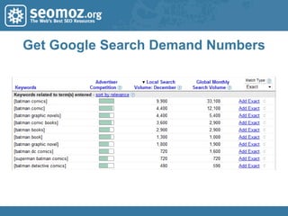 Competitive Keyword Research<br />Restrict query<br />to competitor’s<br />domain<br />