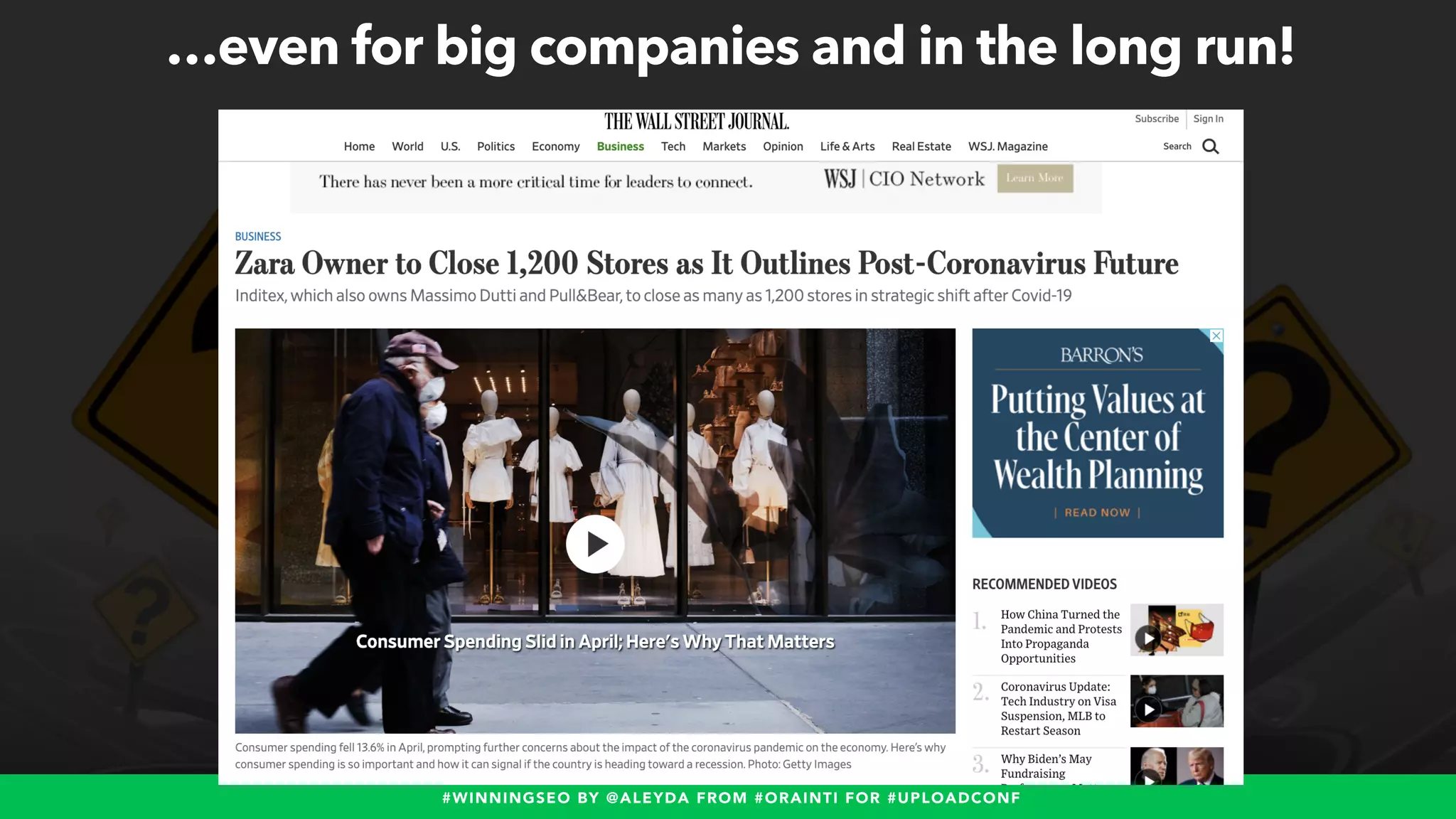 #WINNINGSEO BY @ALEYDA FROM #ORAINTI FOR #UPLOADCONF
…even for big companies and in the long run!
 