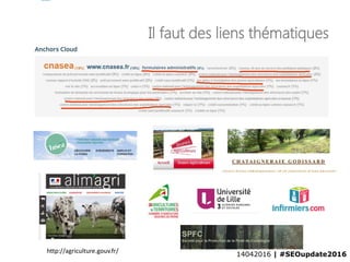 14042016 | #SEOupdate2016
Il faut des liens thématiques
http://agriculture.gouv.fr/
14042016 | #SEOupdate2016
 