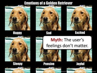 Myth: The user’s
feelings don’t matter.




       Photo © Flickr user wishardofoz, flickr.com/photos/wishardofoz
 