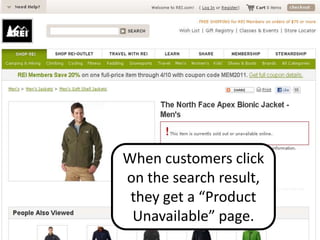When customers click
on the search result,
 they get a “Product
 Unavailable” page.
 