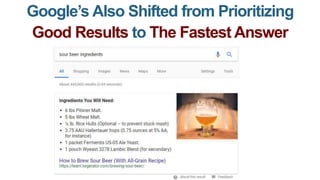Google’s Also Shifted from Prioritizing
Good Results to The Fastest Answer
 