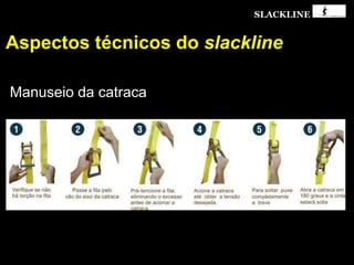 SLACKLINE
Aspectos técnicos do slackline
Manuseio da catraca
 