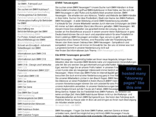 BMW.de
hosted many
“doorway
pages” like
this one
 