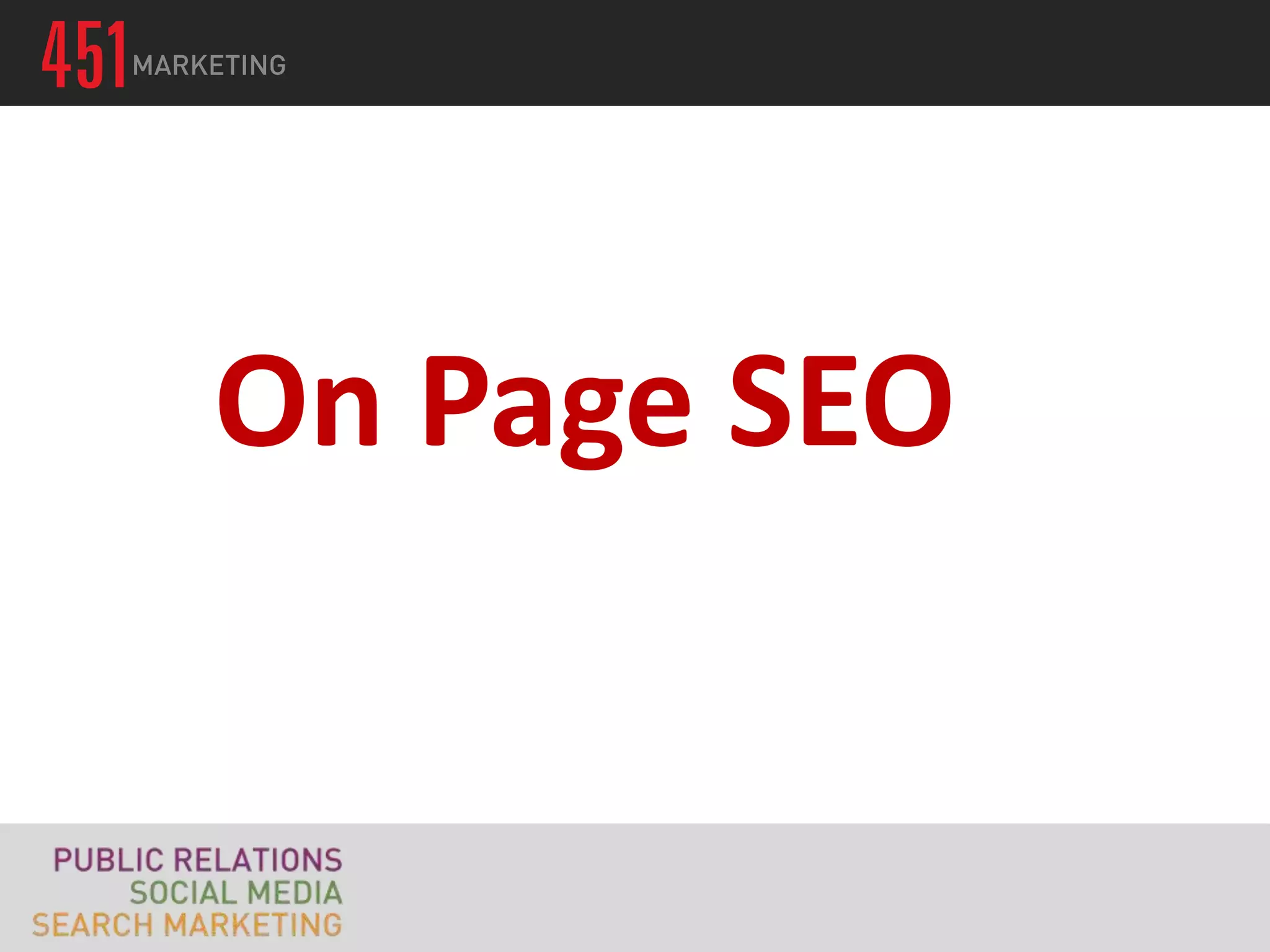 On Page SEO
 