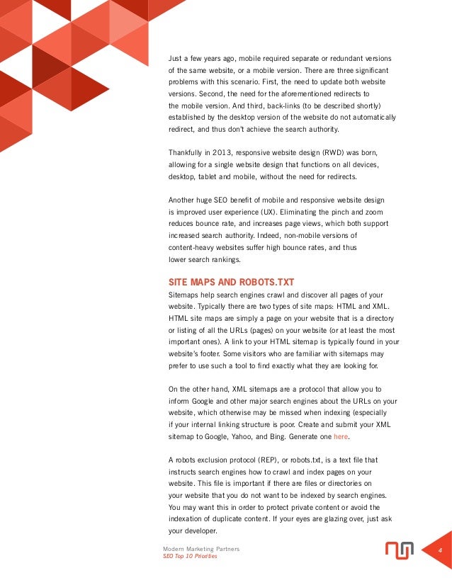 seo top ten priorities