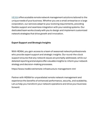 Empowering Businesses with Advanced Remote Network Management | PDF