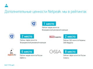 Дополнительные ценности Netpeak: мы в рейтингах
 