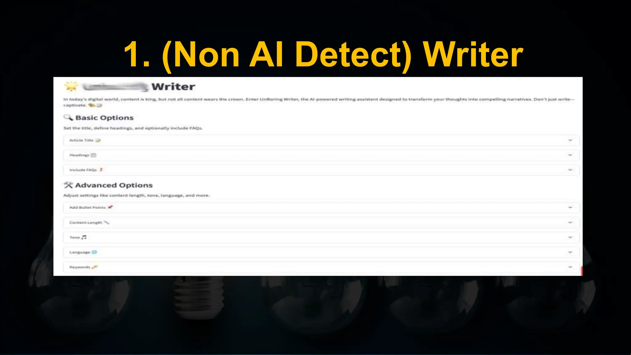1. (Non AI Detect) Writer
 
