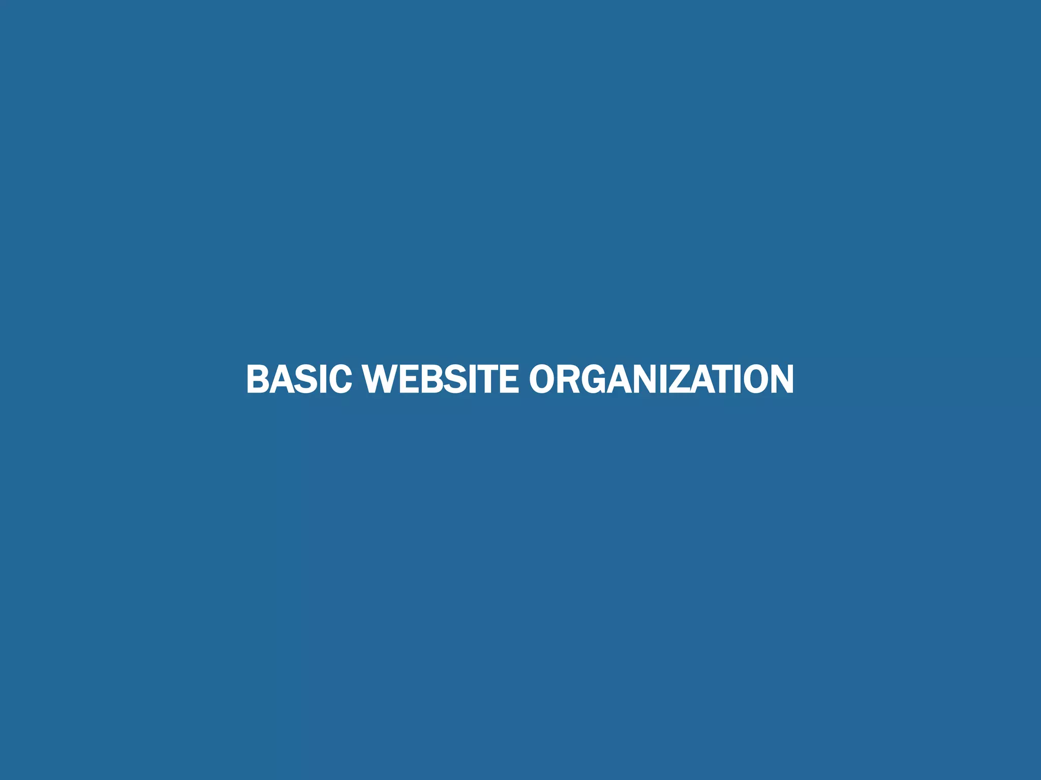 BASIC WEBSITE ORGANIZATION
 