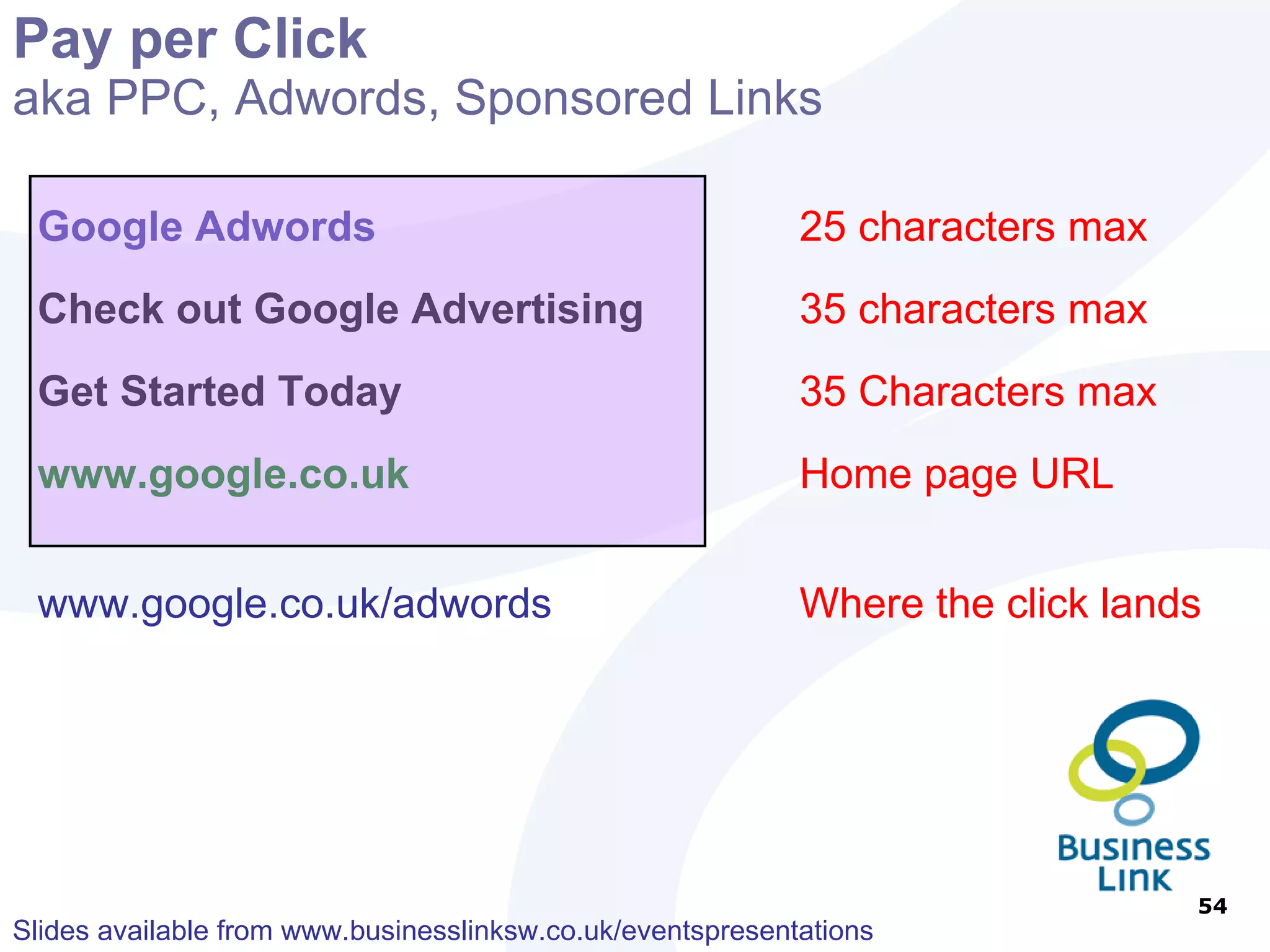 The genius that is CTR CTR = Click Through Ratio = the % of Clicks against Impressions Impressions (number of time your ad is displayed) Clicks (number of times your ad is clicked on) 1%   is so-so to OK 2%   is OK 3%   and above is doing well 