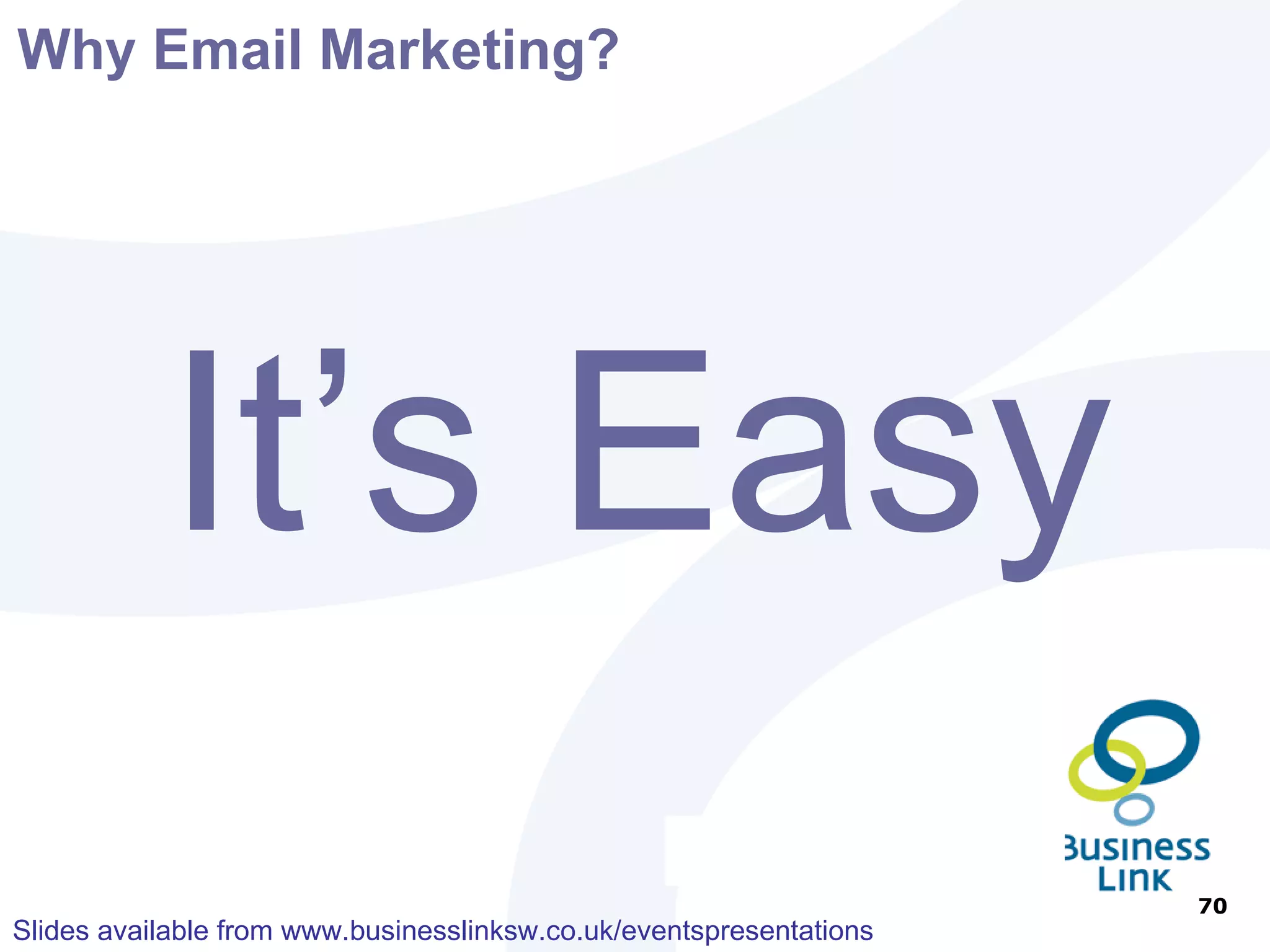 Viral Marketing Get other people to do your marketing for you It’s free Give them something in return if possible 