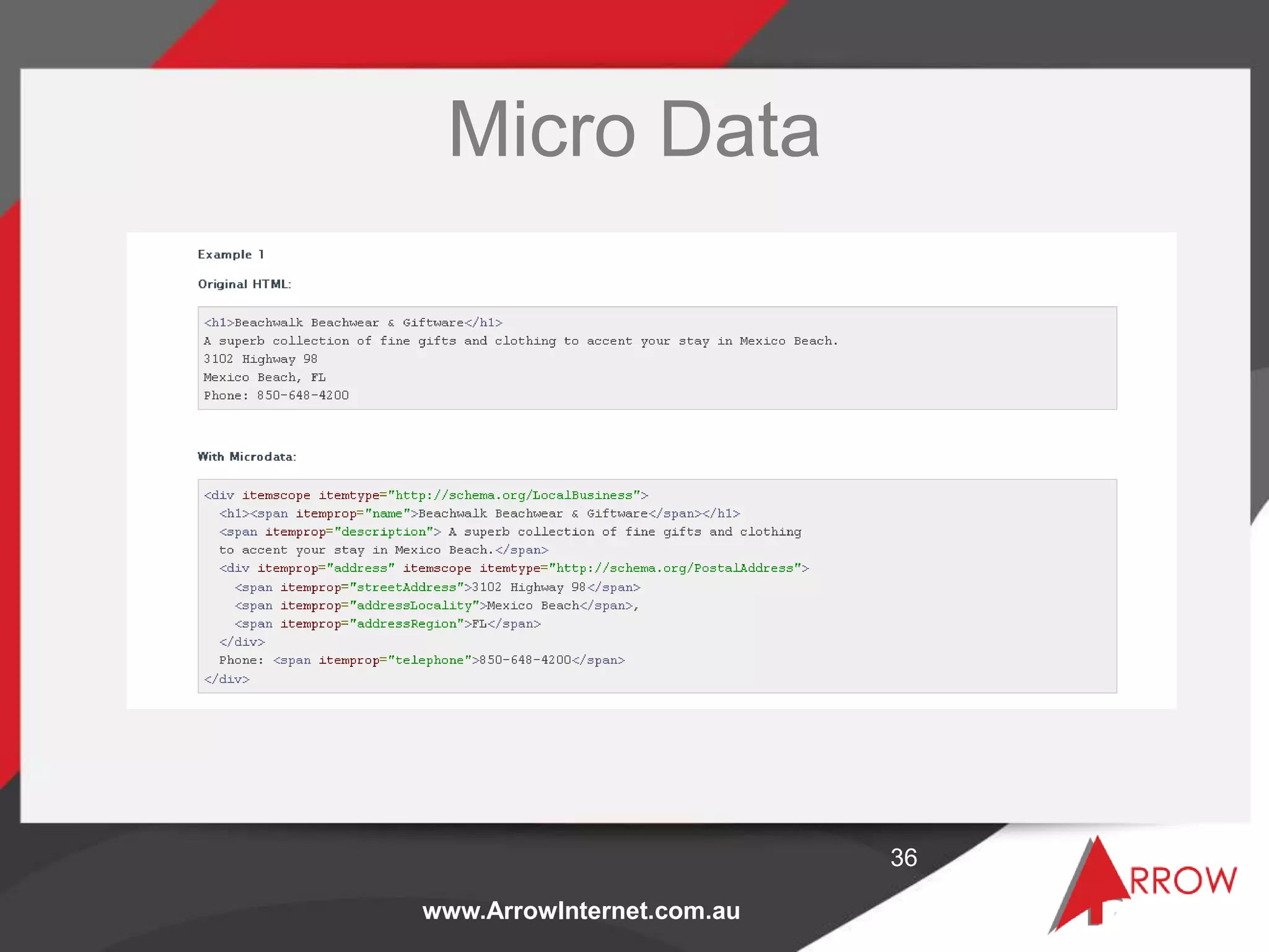 www.ArrowInternet.com.au
Micro Data
36
 