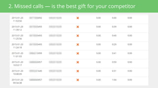 2. Missed calls — is the best gift for your competitor
 