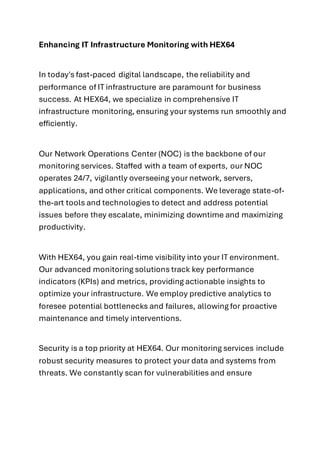 Enhancing IT Infrastructure Monitoring with HEX64 | PDF
