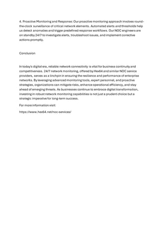 Enhancing Business Continuity with 24/7 Network Monitoring: A Hex64 ...