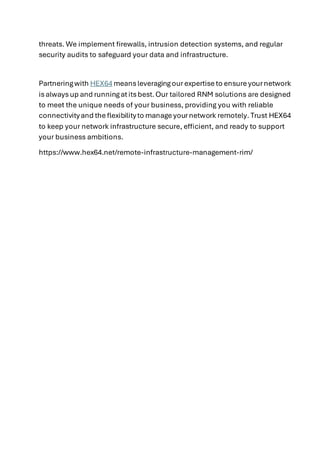 Enhancing Connectivity with HEX64's Remote Network Management | PDF