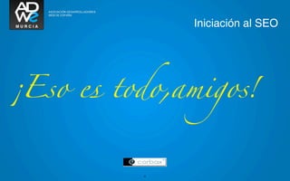 Iniciación al SEO




¡Eso es todo,amigos!


          32
 