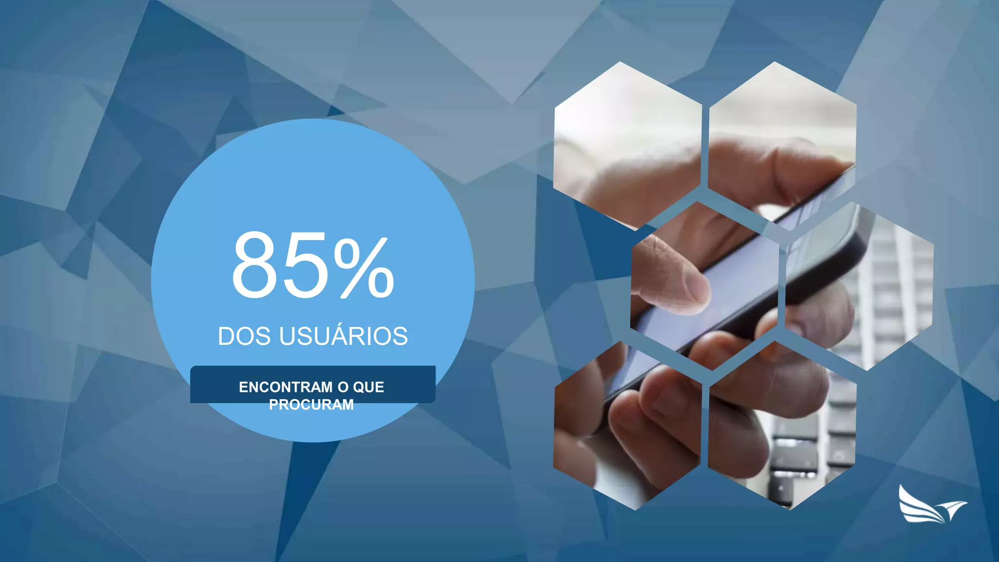 85%
DOS USUÁRIOS
ENCONTRAM O QUE
PROCURAM
 