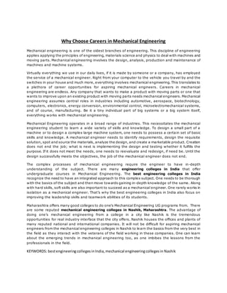 Why Choose Careers in Mechanical Engineering | PDF