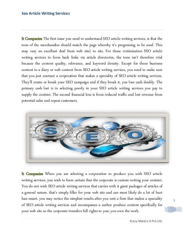 Article writing services