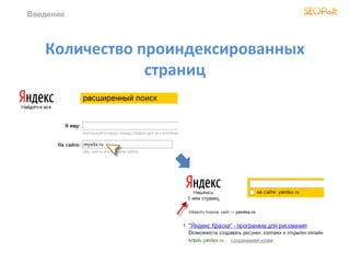 Введение



   Количество проиндексированных
               страниц
 