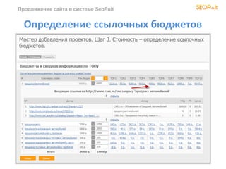 Продвижение сайта в системе SeoPult


  Определение ссылочных бюджетов
 
