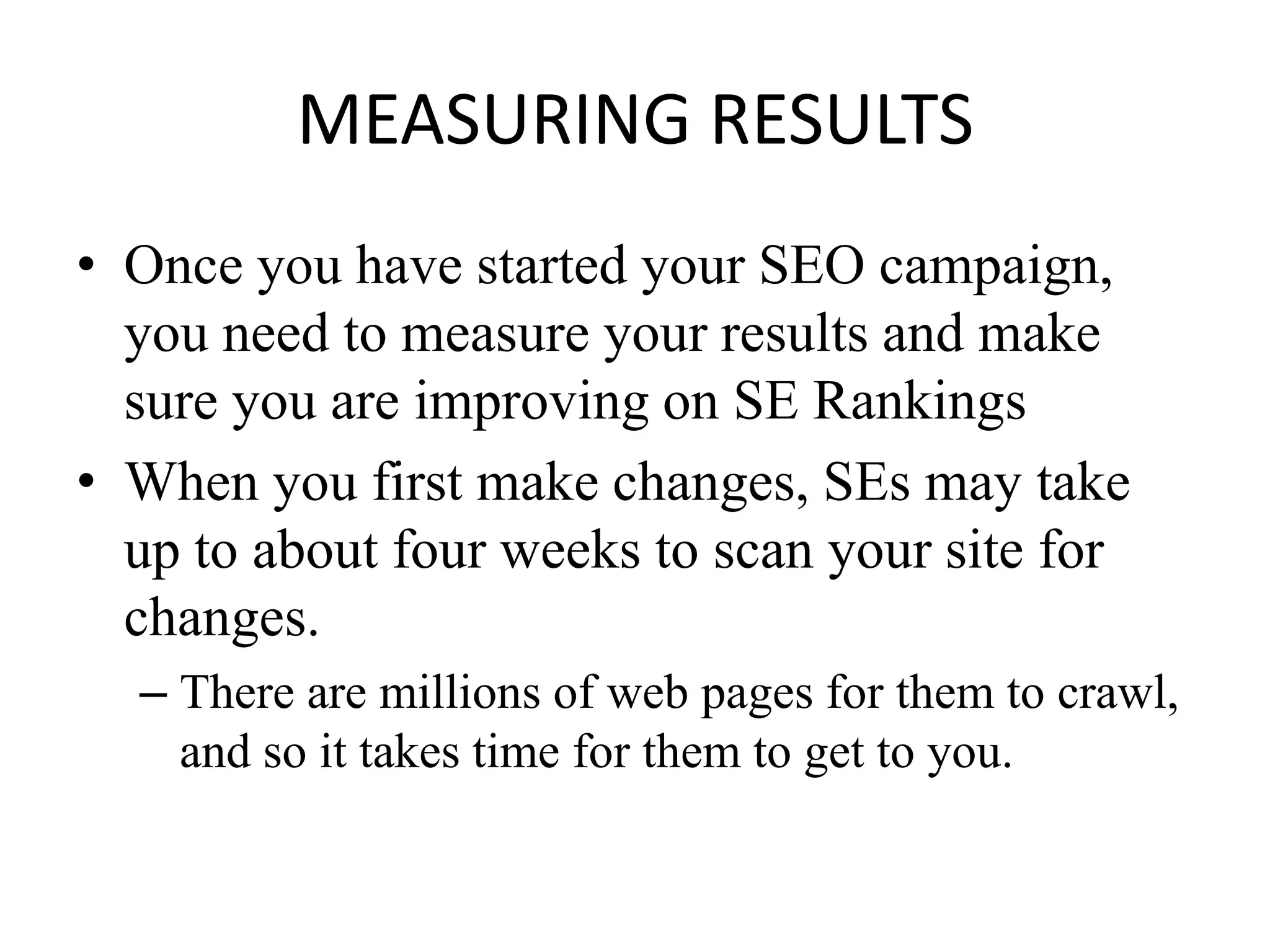 SEO softwareSEO software can be used to scan many SEs for phrases of your choice and produce visual results of how your website is doing.Much faster than doing this manually.You can run regular searches and monitor your positioning easily and efficiently.Some SEO software can also help you scan you pages and make suggestions for improvements.