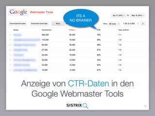 Anzeige von CTR-Daten in den
Google Webmaster Tools
46
ITS A

NO BRAINER
 