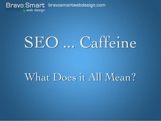 hello@wojodesign.com   (989) 750-1544




SEO ... Caffeine
What Does it All Mean?
 