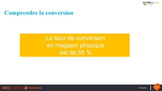 #seocamp 4
Comprendre la conversion
Le taux de conversion
en magasin physique
est de 55 %
 